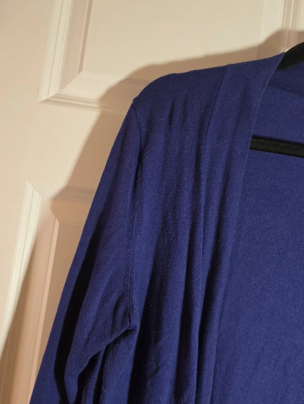 Talbots Deep Blue Cotton Blend Open Front Cardigan Sweater M